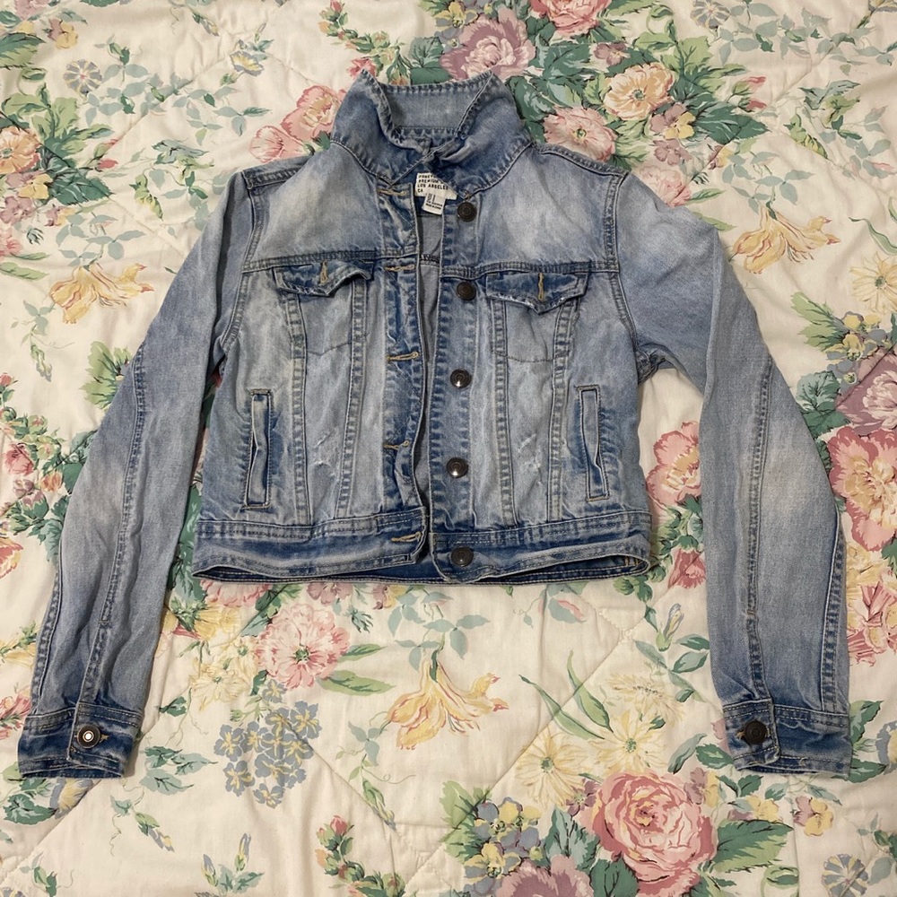 FOREVER21 Premium Denim Los Angeles CA - Cropped Blue Jean Jacket Size XS
